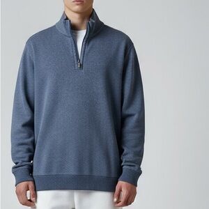 UNTUCKit Men’s Corral Heathered Blue Quarter Zip Long Sleeve Sweater Size XL